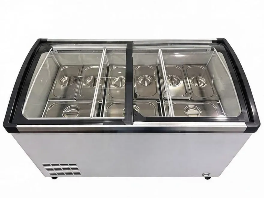 Speiseeisvitrine mit Sicherheitsglas – 9 x 5 L – 278 L