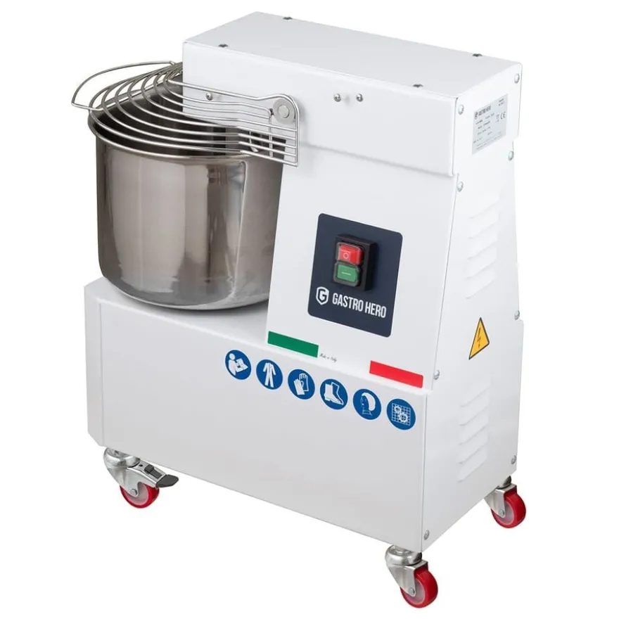 Spiral-Teigknetmaschine PROFI 10 Liter 230V mit Rollen - fester Kopf