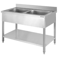 Spültisch Basic 12x6 mit 2 Becken, Aufkantung und Grundboden