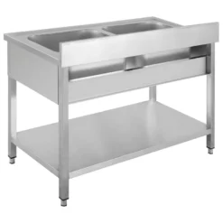Spültisch Basic 12x6 mit 2 Becken, Aufkantung und Grundboden