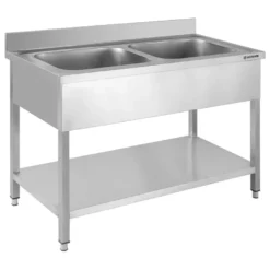 Spültisch Basic 12x6 mit 2 Becken, Aufkantung und Grundboden