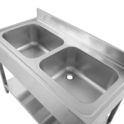Spültisch Basic 12x6 mit 2 Becken, Aufkantung und Grundboden