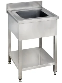 Spültisch Basic 6x7 mit 1 Becken, Aufkantung und Grundboden