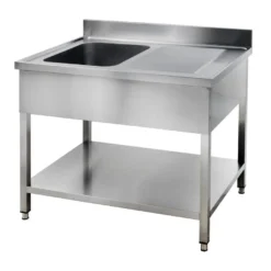 Spültisch Basic 10x6 mit 1 Becken links, Aufkantung und Grundboden