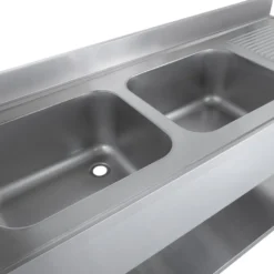 Spültisch Basic 16x6 mit 2 Becken links, Aufkantung und Grundboden