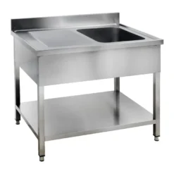 Spültisch Basic 10x6 mit 1 Becken rechts, Aufkantung und Grundboden