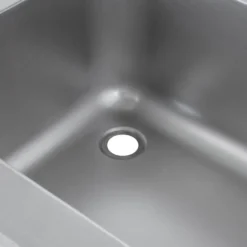 Spültisch Basic 16x6 mit 2 Becken rechts, Aufkantung und Grundboden