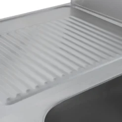 Spültisch Basic 16x6 mit 2 Becken rechts, Aufkantung und Grundboden