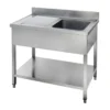 Spültisch Basic 12x6 mit 1 Becken rechts, Aufkantung und Grundboden
