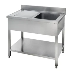 Spültisch Basic 12x7 mit 1 Becken rechts, Aufkantung und Grundboden