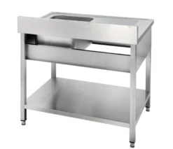 Spültisch Basic 10x7 mit 1 Becken rechts, Aufkantung und Grundboden