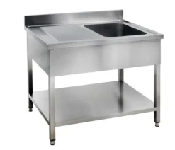 Spültisch Basic 10x7 mit 1 Becken rechts, Aufkantung und Grundboden