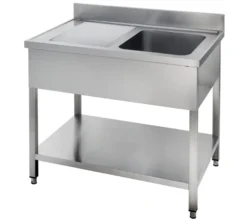 Spültisch Basic 10x7 mit 1 Becken rechts, Aufkantung und Grundboden