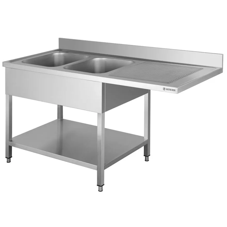 Spülzentrum Basic 16x6 mit 2 Becken links, Aufkantung und Grundboden