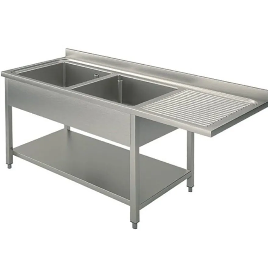Spülzentrum Basic 16x6 mit 2 Becken links, Aufkantung und Grundboden