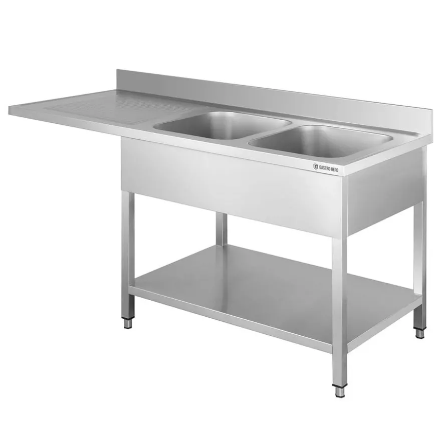 Spülzentrum Basic 16x7 mit 2 Becken rechts, Aufkantung und Grundboden