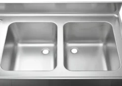Spülzentrum Basic 16x7 mit 2 Becken rechts, Aufkantung und Grundboden