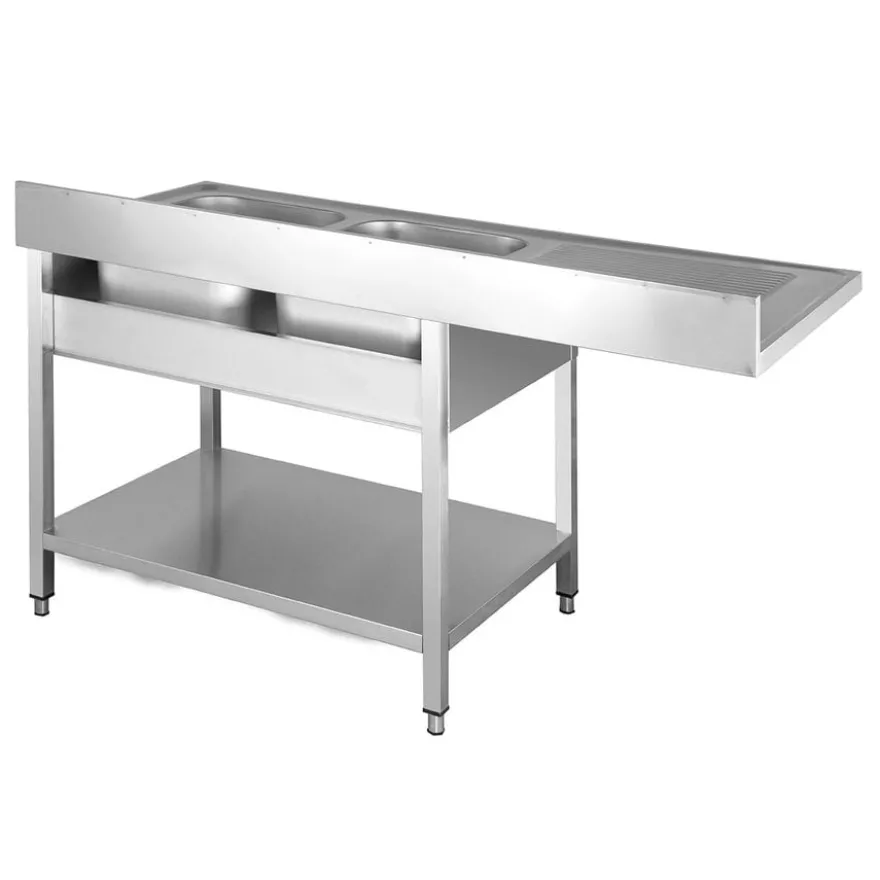 Spülzentrum Basic 16x6 mit 2 Becken rechts, Aufkantung und Grundboden