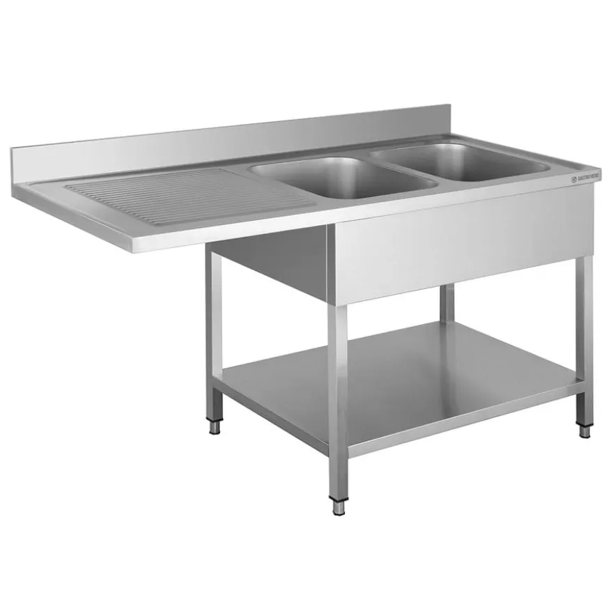 Spülzentrum Basic 16x6 mit 2 Becken rechts, Aufkantung und Grundboden