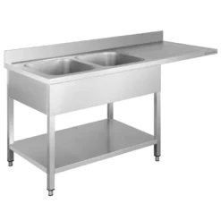 Spülzentrum Basic 16x7 mit 2 Becken links, Aufkantung und Grundboden