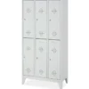 Stahl-Fächerschrank mit Füßen und Zylinderschloss, 6 Fächer, BxTxH 900x500x1850 mm