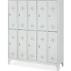 Stahl-Fächerschrank mit Füßen und Drehriegelverschluss, 10 Fächer, BxTxH 1480x500x1850 mm