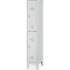 Stahl-Fächerschrank mit Füßen und Drehriegelverschluss, 2 Fächer, BxTxH 320x500x1850 mm