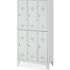 Stahl-Fächerschrank mit Füßen und Drehriegelverschluss, 6 Fächer, BxTxH 900x500x1850 mm