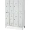 Stahl-Fächerschrank mit Füßen und Drehriegelverschluss, 8 Fächer, BxTxH 1190x500x1850 mm