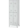 Stahl-Fächerschrank mit Füßen und Zylinderschloss, 4 Fächer, BxTxH 610x500x1850 mm