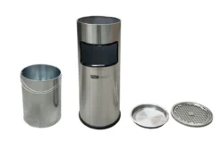 Standaschenbecher mit Abfalleimer - 30 Liter - Edelstahl