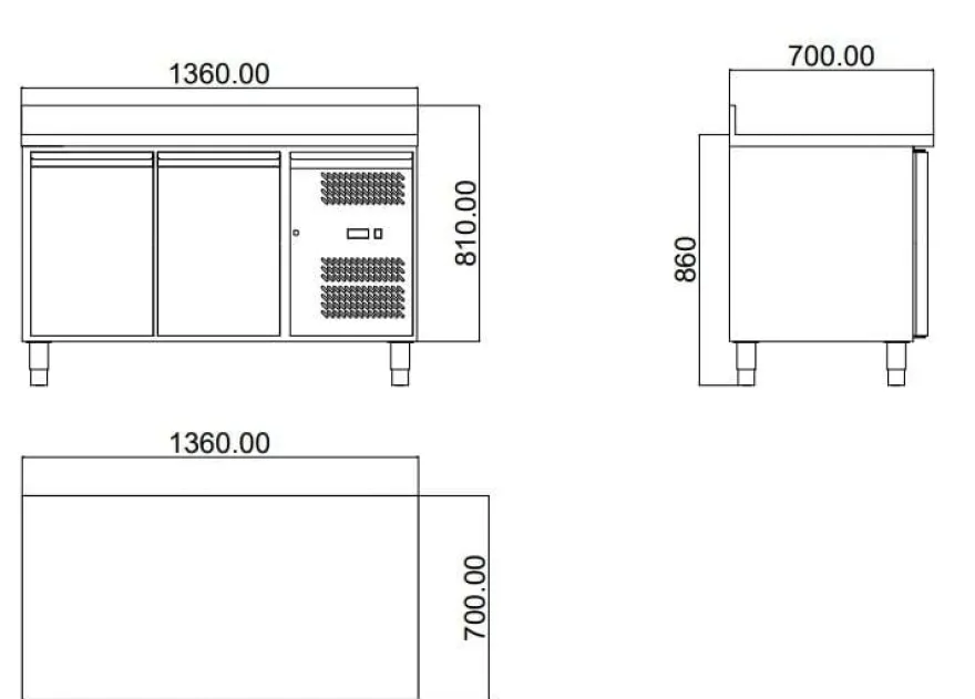 Tiefkühltisch ECO 2/0 mit Aufkantung - GN 1/1