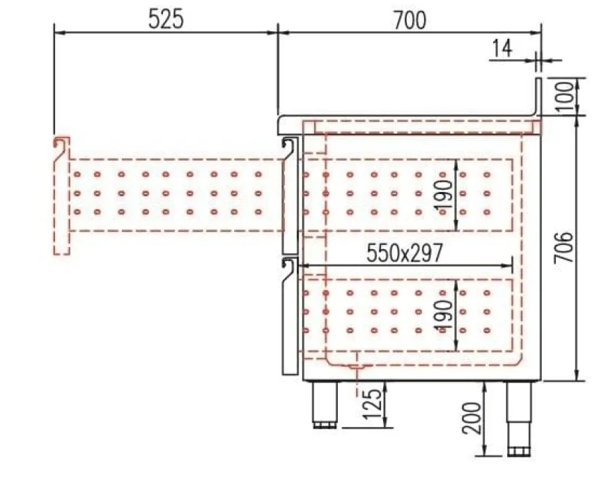 Tiefkühltisch Premium 1/6 mit Aufkantung