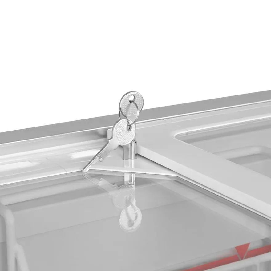Tiefkühltruhe ECO 350 mit Glasschiebedeckel, 4 Rollen