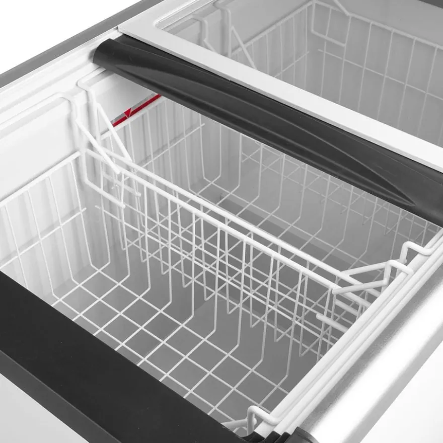 Tiefkühltruhe ECO 350 mit Glasschiebedeckel, 4 Rollen