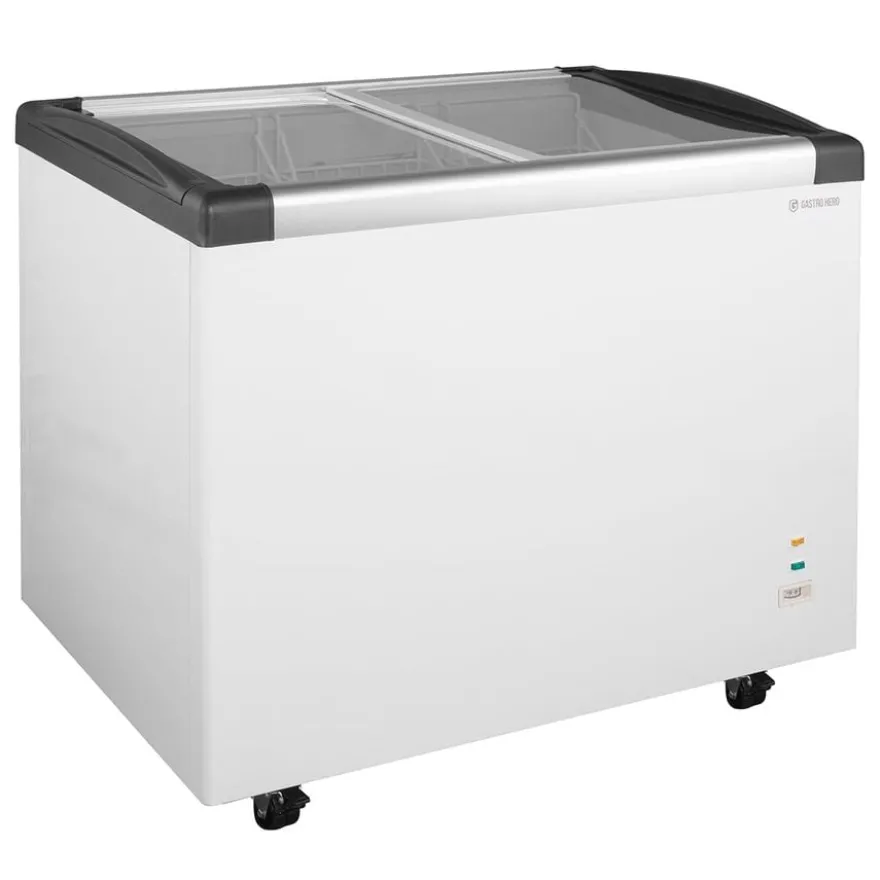 Tiefkühltruhe ECO 350 mit Glasschiebedeckel, 4 Rollen
