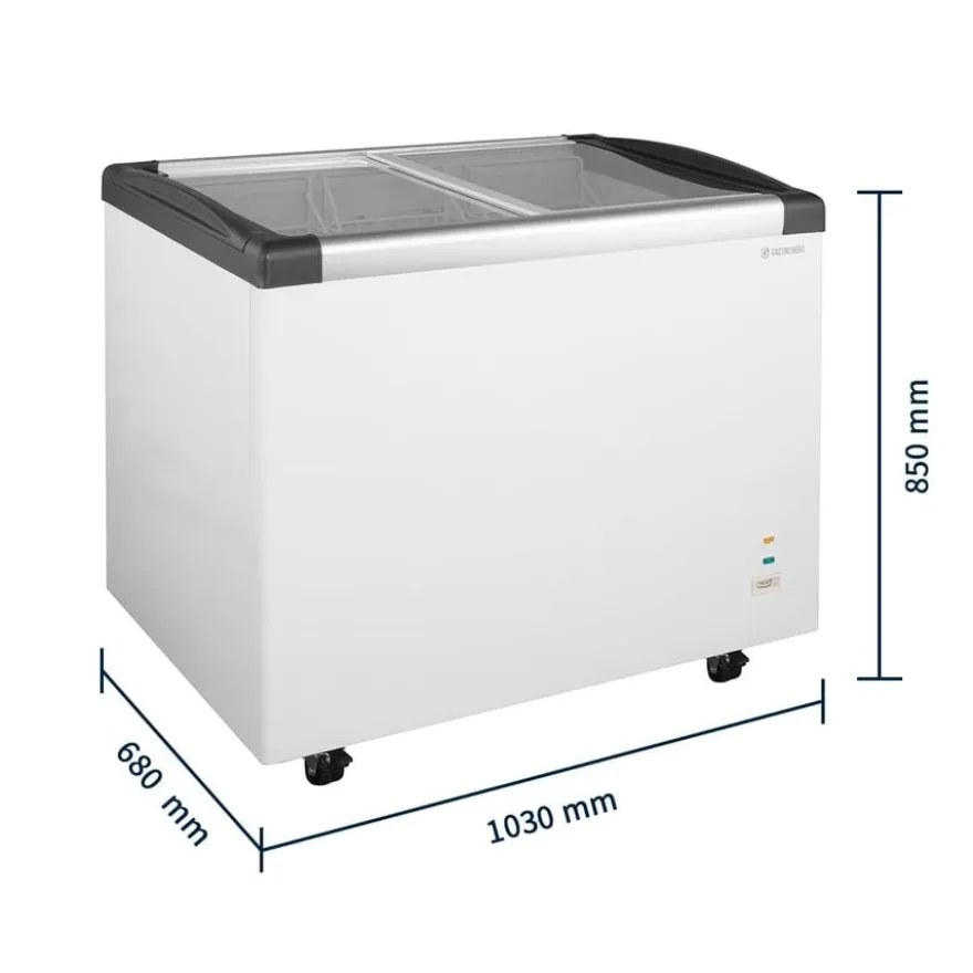 Tiefkühltruhe ECO 350 mit Glasschiebedeckel, 4 Rollen