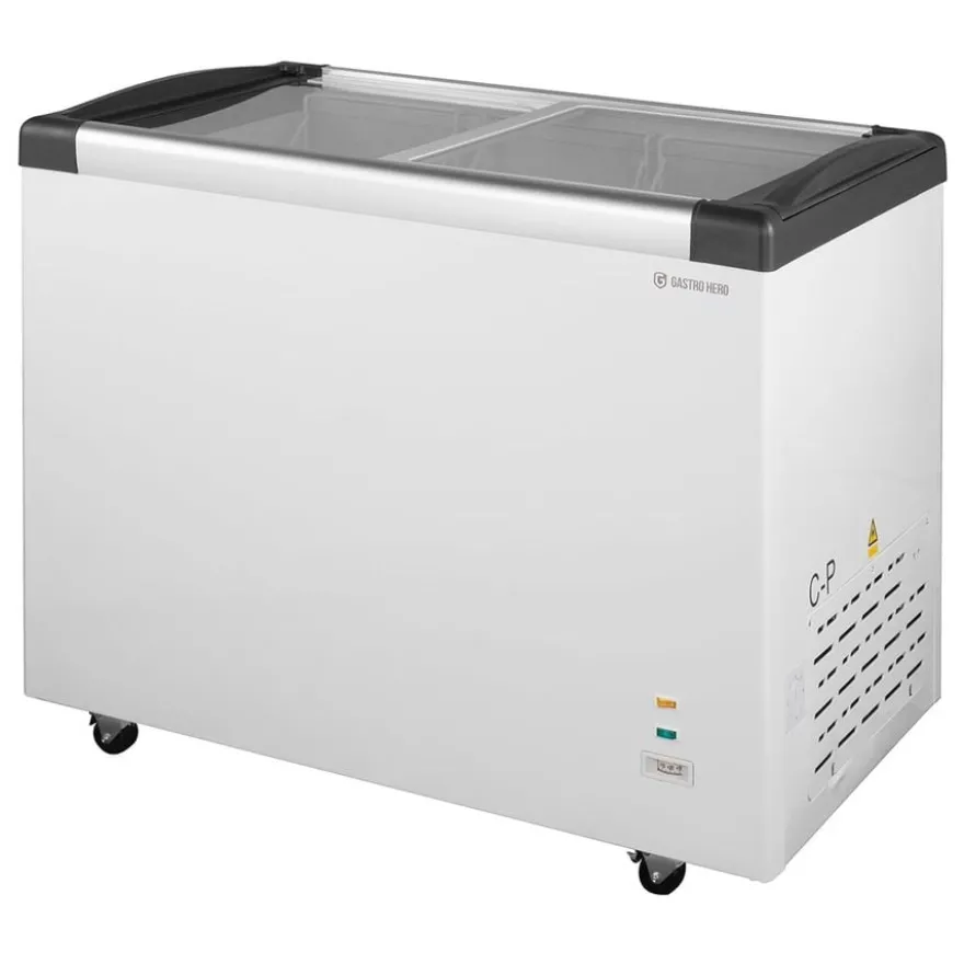 Tiefkühltruhe ECO 350 mit Glasschiebedeckel, 4 Rollen