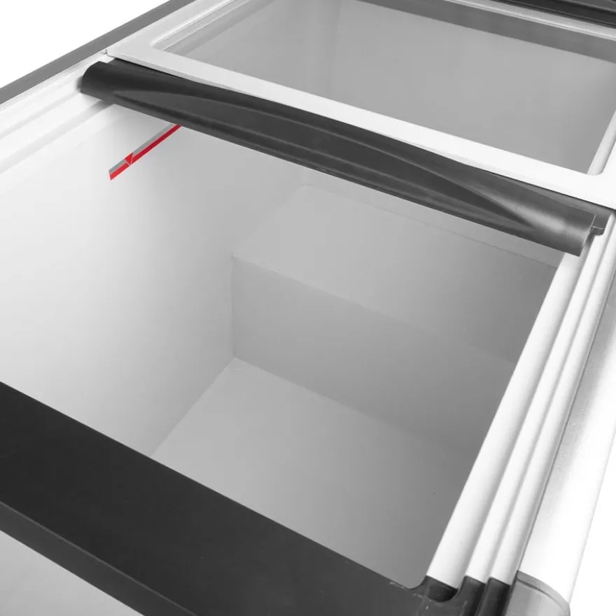 Tiefkühltruhe ECO 350 mit Glasschiebedeckel, 4 Rollen