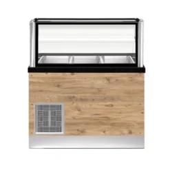 TOP LINE Salattheke 3x 1/1GN mit Umluft-Oberflächenkühlung, 110x88x134cm, schwarzer Granit, LED Beleuchtung