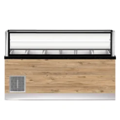 TOP LINE Salattheke 6x 1/1GN mit Umluft-Oberflächenkühlung, 226x88x134cm, schwarzer Granit, LED Beleuchtung