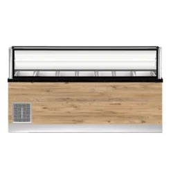 TOP LINE Salattheke 7x 1/1GN mit Umluft-Oberflächenkühlung, 256x88x134cm, schwarzer Granit, LED Beleuchtung