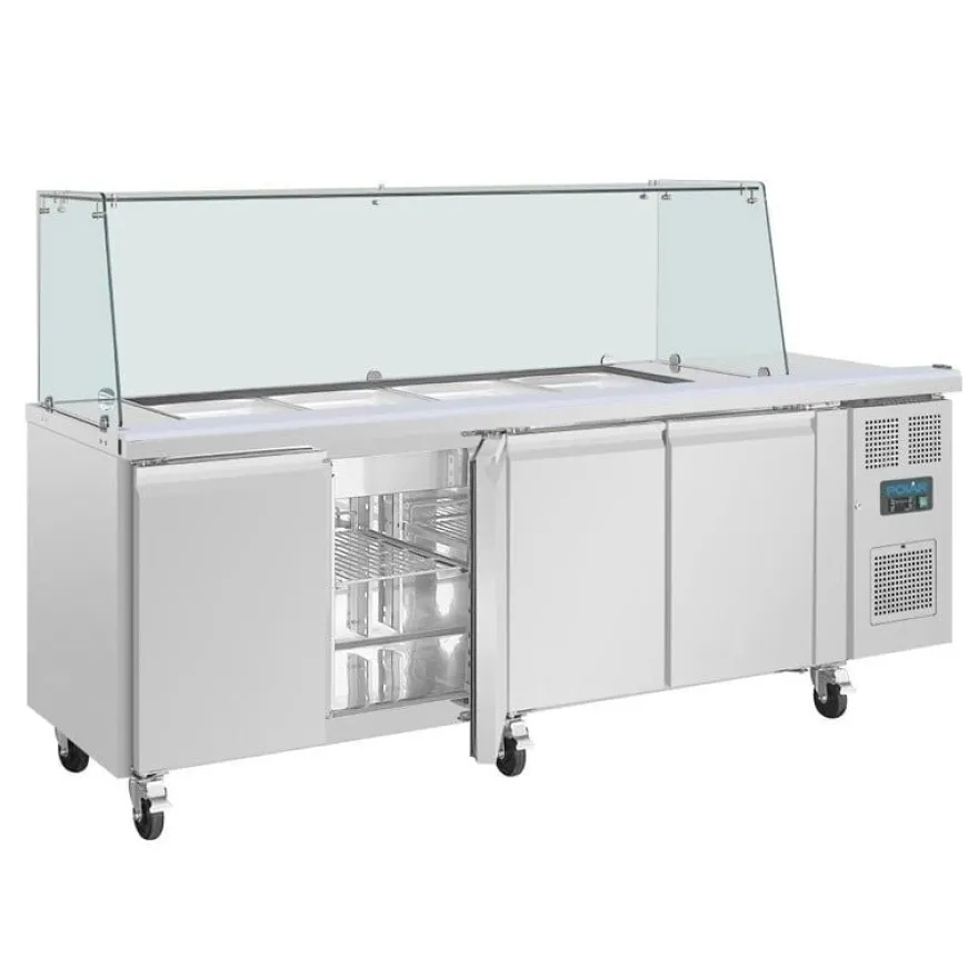 Viertürige Saladette Thekenkühlschrank der Polar U-Serie mit Schutz