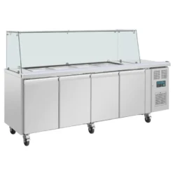 Viertürige Saladette Thekenkühlschrank der Polar U-Serie mit Schutz