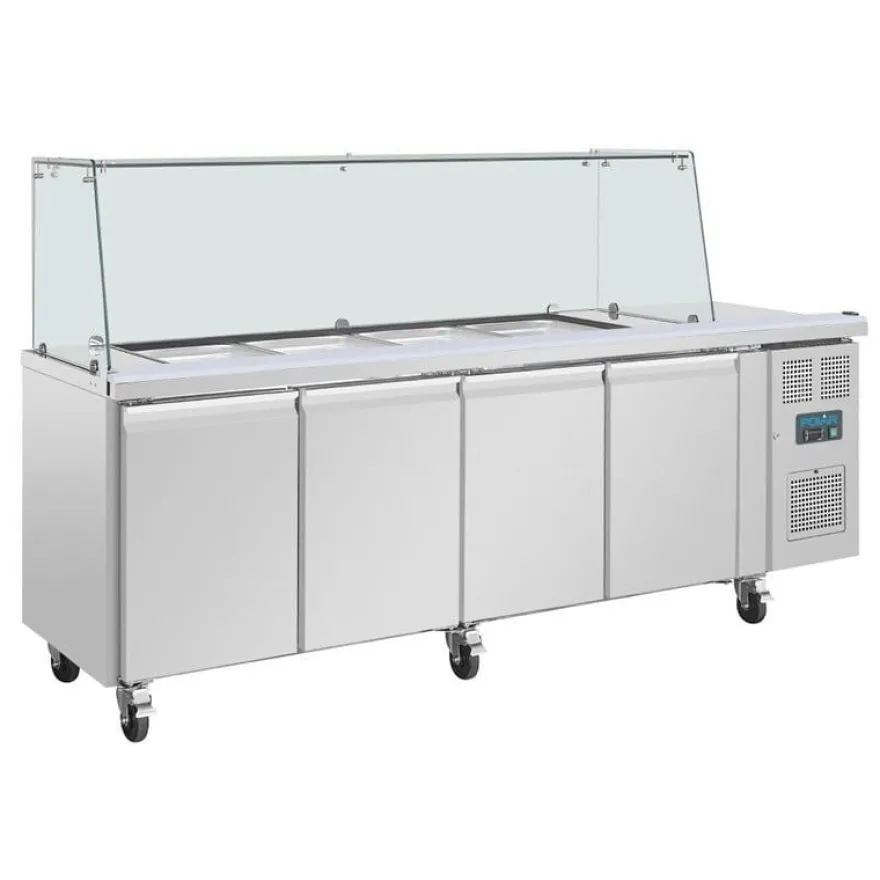 Viertürige Saladette Thekenkühlschrank der Polar U-Serie mit Schutz