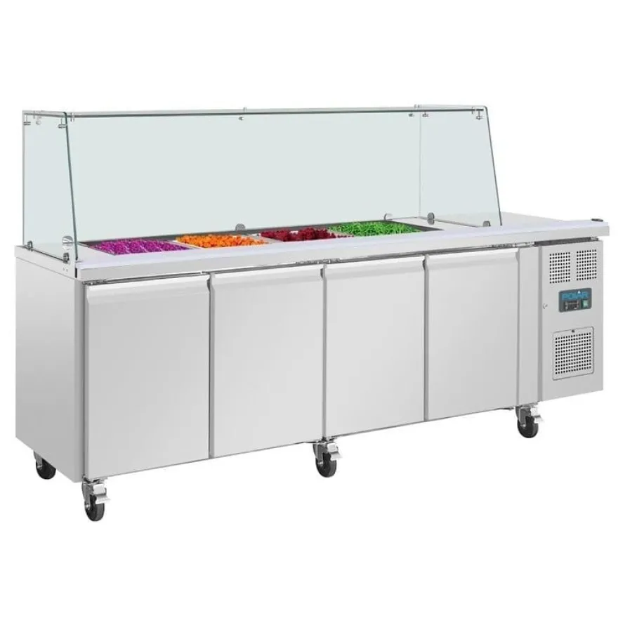 Viertürige Saladette Thekenkühlschrank der Polar U-Serie mit Schutz