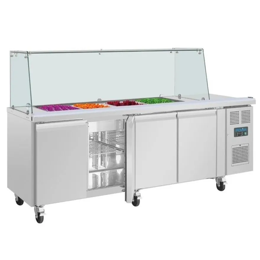 Viertürige Saladette Thekenkühlschrank der Polar U-Serie mit Schutz