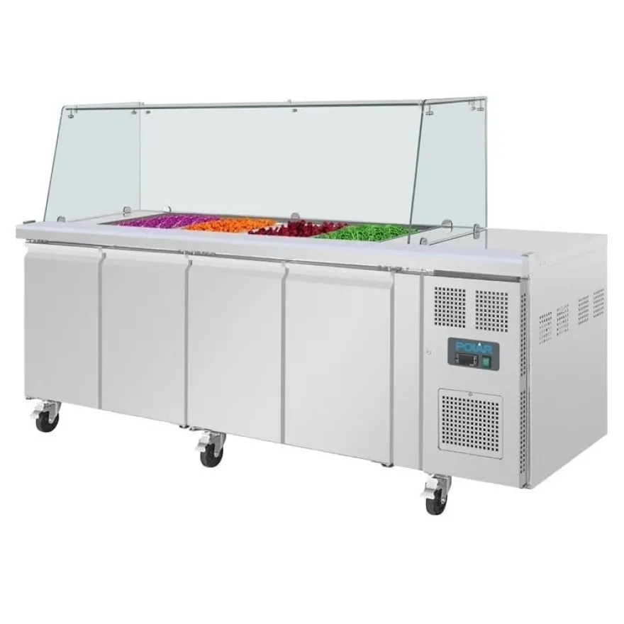 Viertürige Saladette Thekenkühlschrank der Polar U-Serie mit Schutz