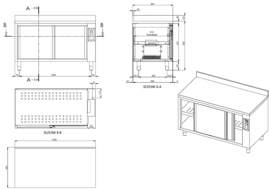 Wärmeschrank ECO 12x6 mit Schiebetüren und Aufkantung