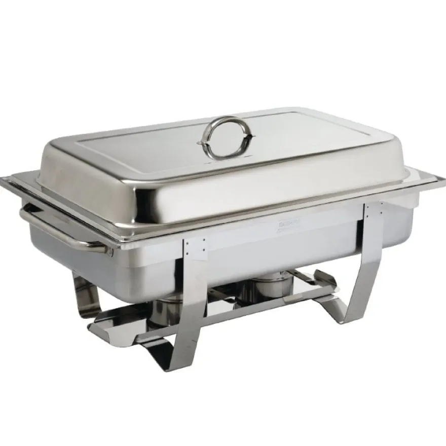 2x Olympia Chafing Dish 1/1 GN, Edelstahl, "Milan" mit 72 Brennpasten